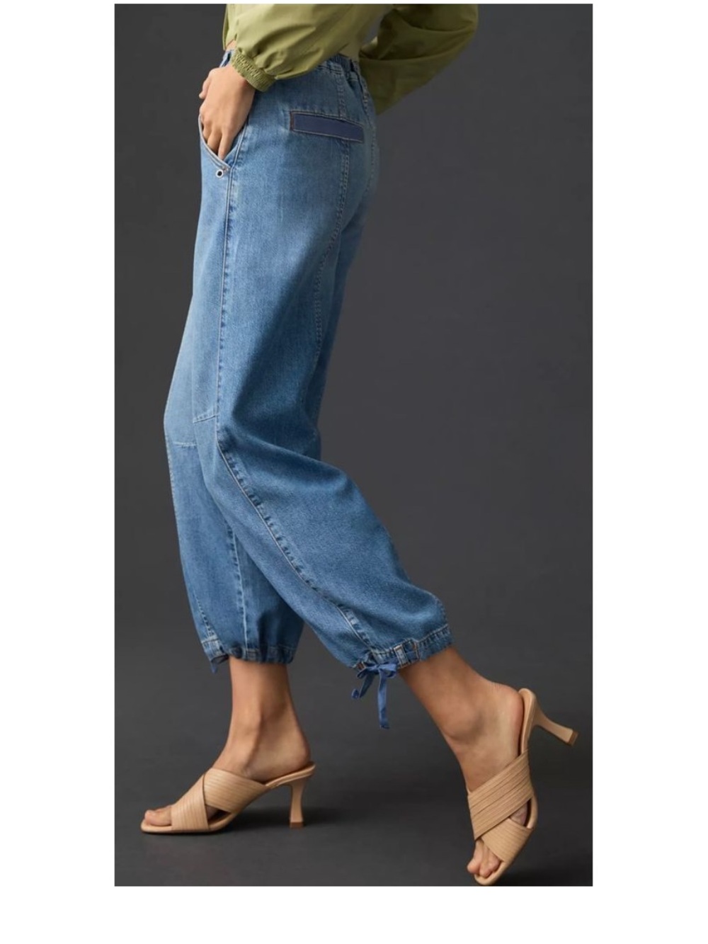 Anthropologie Pilcro Light Blue Distressed Boyfriend Jogger Tie at Ankle Jeans - Picture 4 of 16